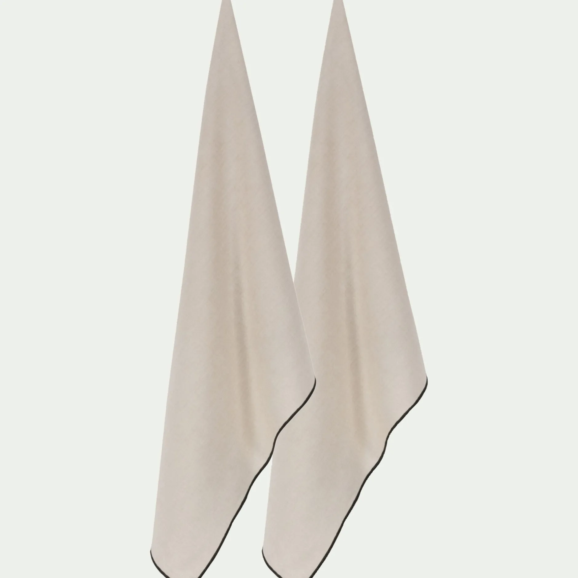 Tablier Et Torchon*alinea Lot de 2 torchons brodés en coton finition point de bourdon 50x70cm - Beige
