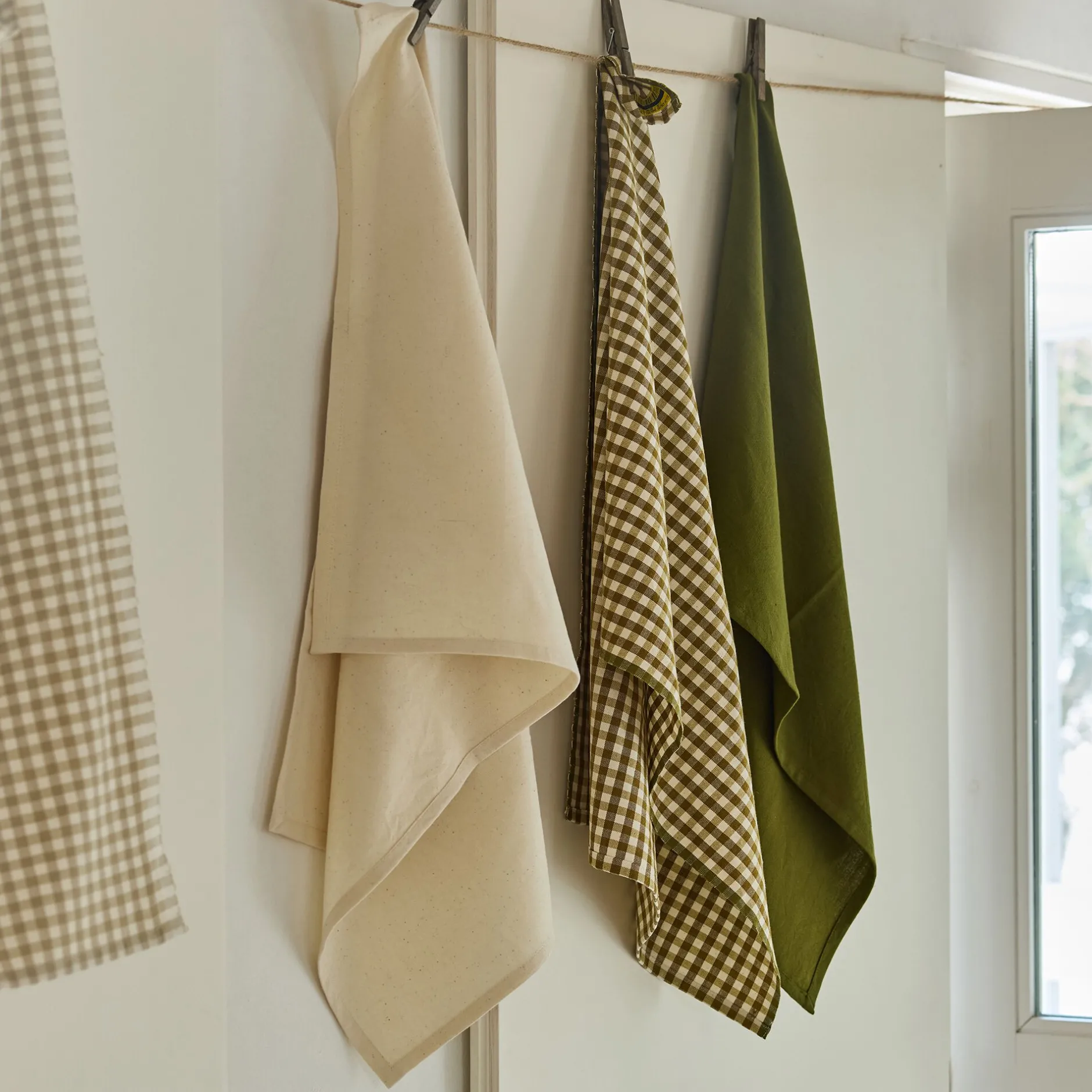 Tablier Et Torchon*alinea Lot de 3 torchons dépareillés en coton 50x70cm - Vert