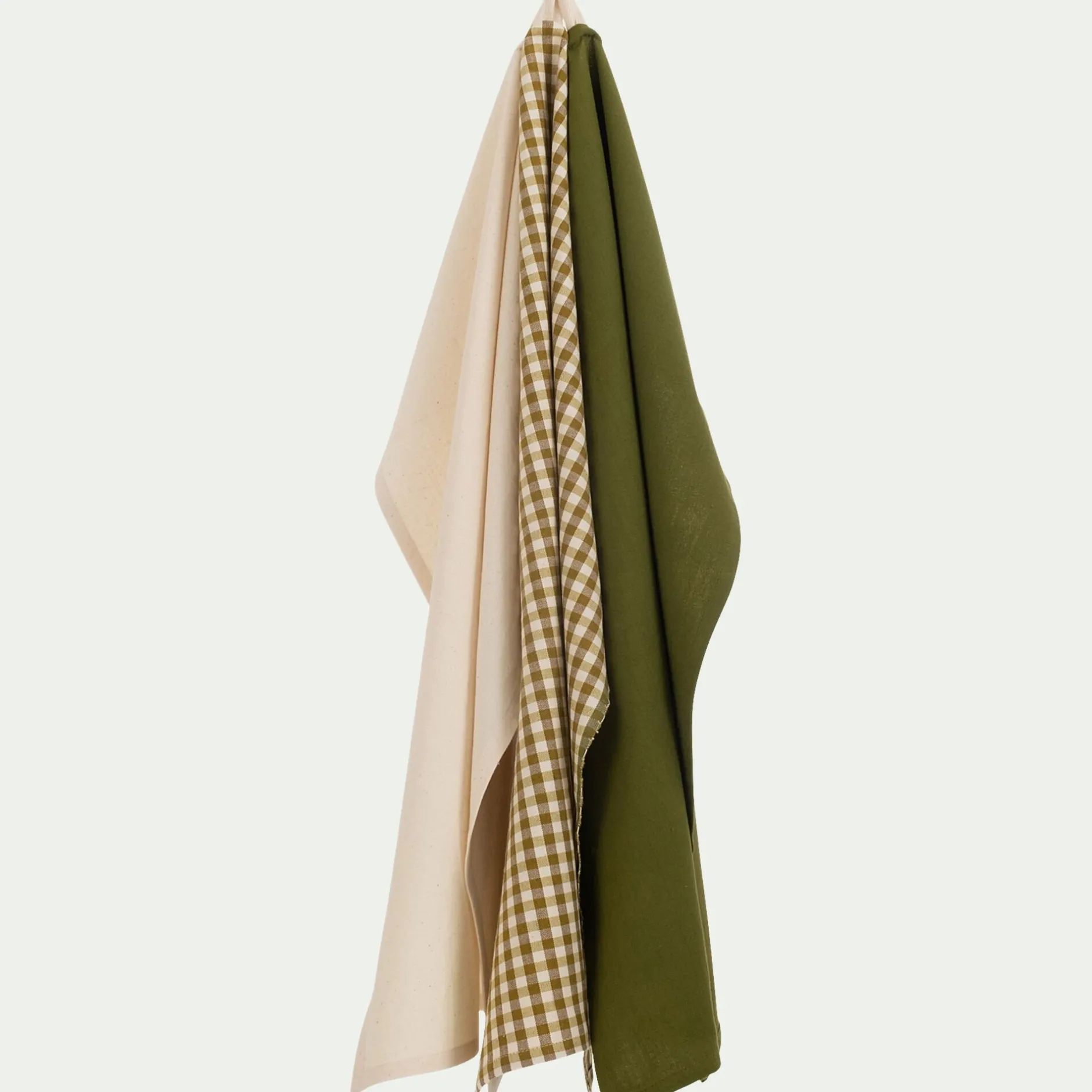 Tablier Et Torchon*alinea Lot de 3 torchons dépareillés en coton 50x70cm - Vert