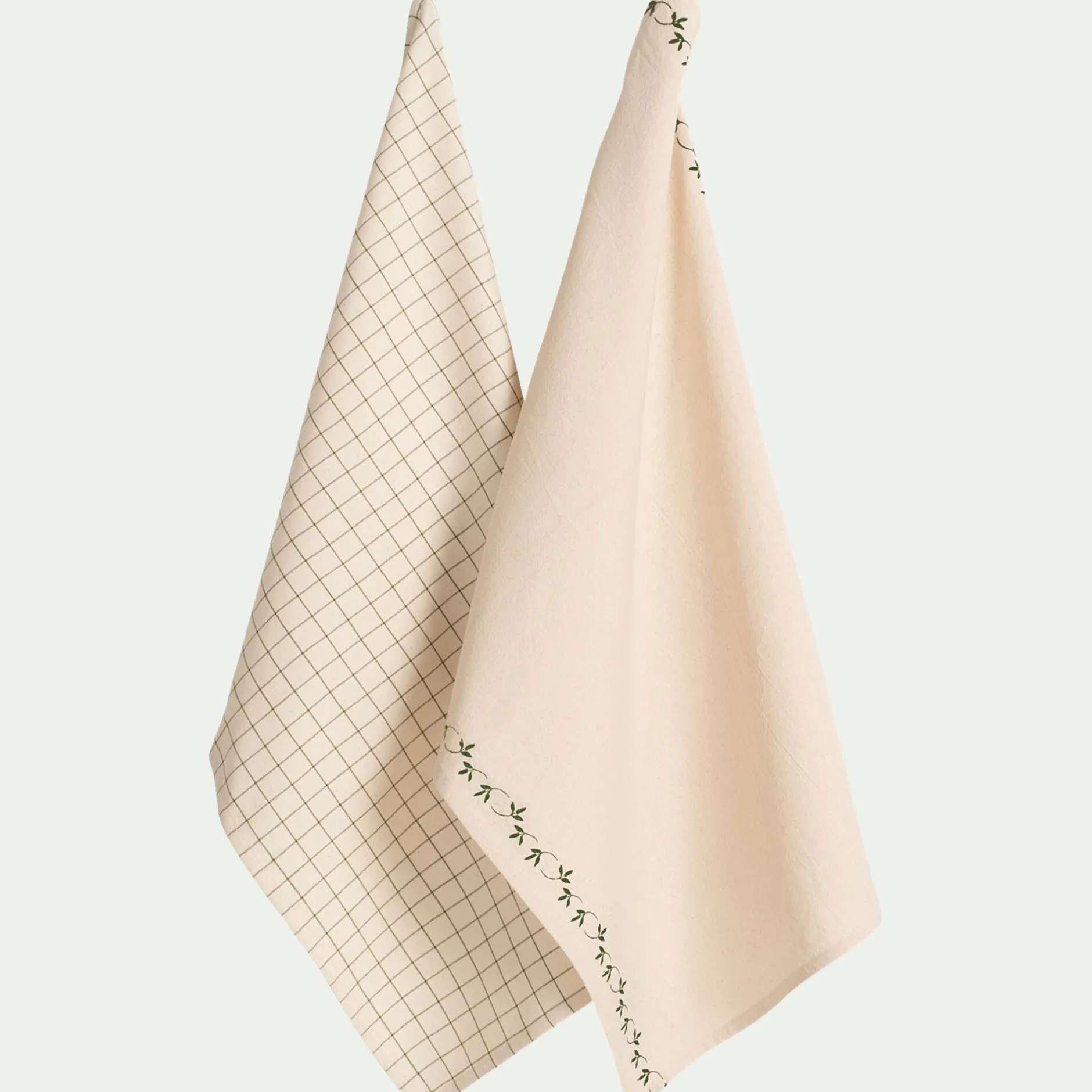 Tablier Et Torchon*alinea Lot de 2 torchons en coton à motifs 50x70cm - mousse Vert