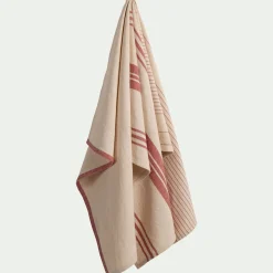 Tablier Et Torchon*alinea Lot de 3 torchons rayés en coton - beige et terracotta 50x70cm Rouge