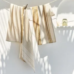 Tablier Et Torchon*alinea Lot de 3 torchons rayés en coton - beige et 50x70cm Jaune