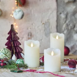 Bougie Et Photophore De Noël*alinea Lot de trois bougies à LED H26cm - Blanc