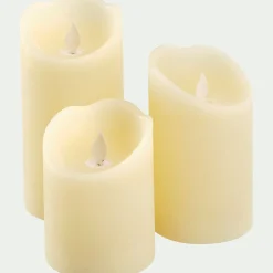 Bougie Et Photophore De Noël*alinea Lot de trois bougies à LED H26cm - Blanc