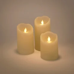 Bougie Et Photophore De Noël*alinea Lot de trois bougies à LED H26cm - Blanc