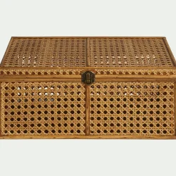 Boîte De Rangement*alinea Malle en bois de pin et cannage - H14,5xL37cm Naturel