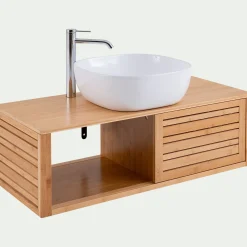 Meuble Sous Vasque*alinea Meuble sous vasque murale en bambou L95xl40xH30cm - Bois clair