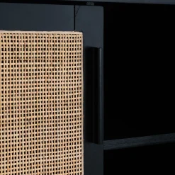 Meuble Sous Vasque*alinea Meuble sous-vasque double en bois de cèdre et 2 portes en cannage - L120cm Noir