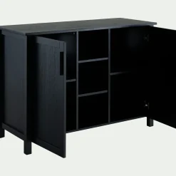 Meuble Sous Vasque*alinea Meuble sous-vasque double et 2 portes en bois de cèdre - L120cm Noir