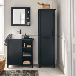 Meuble Sous Vasque*alinea Meuble sous-vasque simple et 1 porte en bois de cèdre - L80cm Noir