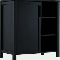 Meuble Sous Vasque*alinea Meuble sous-vasque simple et 1 porte en bois de cèdre - L80cm Noir