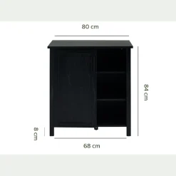 Meuble Sous Vasque*alinea Meuble sous-vasque simple et 1 porte en bois de cèdre - L80cm Noir