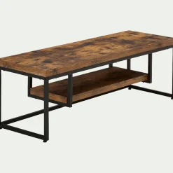 Meuble Tv*alinea Meuble TV 2 plateaux effet bois et acier - 120cm - marron Bois foncé