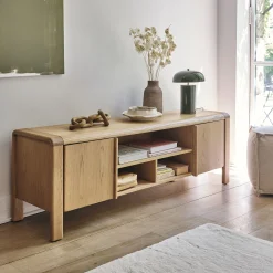 Meuble Tv*alinea Meuble TV en chêne massif 2 portes - Bois clair