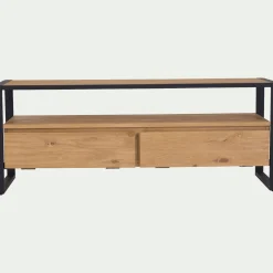 Meuble Tv*alinea Meuble TV en pin massif et métal L130cm - Bois clair