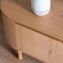 Meuble Tv*alinea Meuble tv ovale en bois - L180xl45xH48cm Bois clair