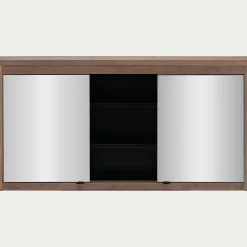 Miroir De Salle De Bain*alinea Miroir double avec rangement en pin placage eucalyptus L120xl42cm - Bois foncé