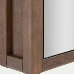 Miroir De Salle De Bain*alinea Miroir double avec rangement en pin placage eucalyptus L120xl42cm - Bois foncé