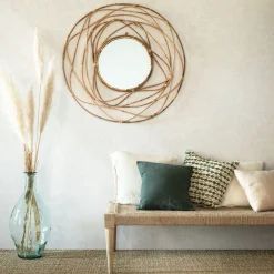 Miroir*alinea Miroir fleur circulaire en rotin D90cm - Naturel