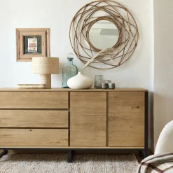 Miroir*alinea Miroir fleur circulaire en rotin D90cm - Naturel