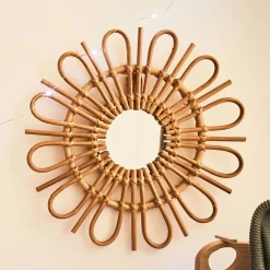 Matelas Enfant|Déco Murale*alinea Miroir fleur en rotin D35cm - Naturel