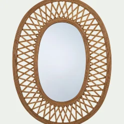 Miroir*alinea Miroir ovale cannage en bambou - H81cm Naturel