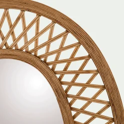 Miroir*alinea Miroir ovale cannage en bambou - H81cm Naturel
