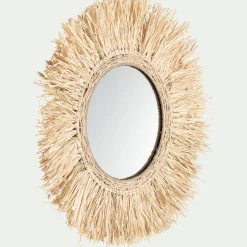Miroir*alinea Miroir rond avec franges en raphia D65cm Naturel