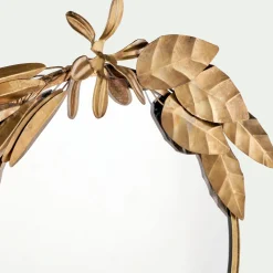 Miroir*alinea Miroir rond décoré de feuilles en laiton D27cm - Doré