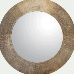 Miroir*alinea Miroir rond en aluminium côtelé - D88cm Doré