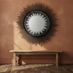 Miroir*alinea Miroir soleil en acier et verre - D81cm Gris