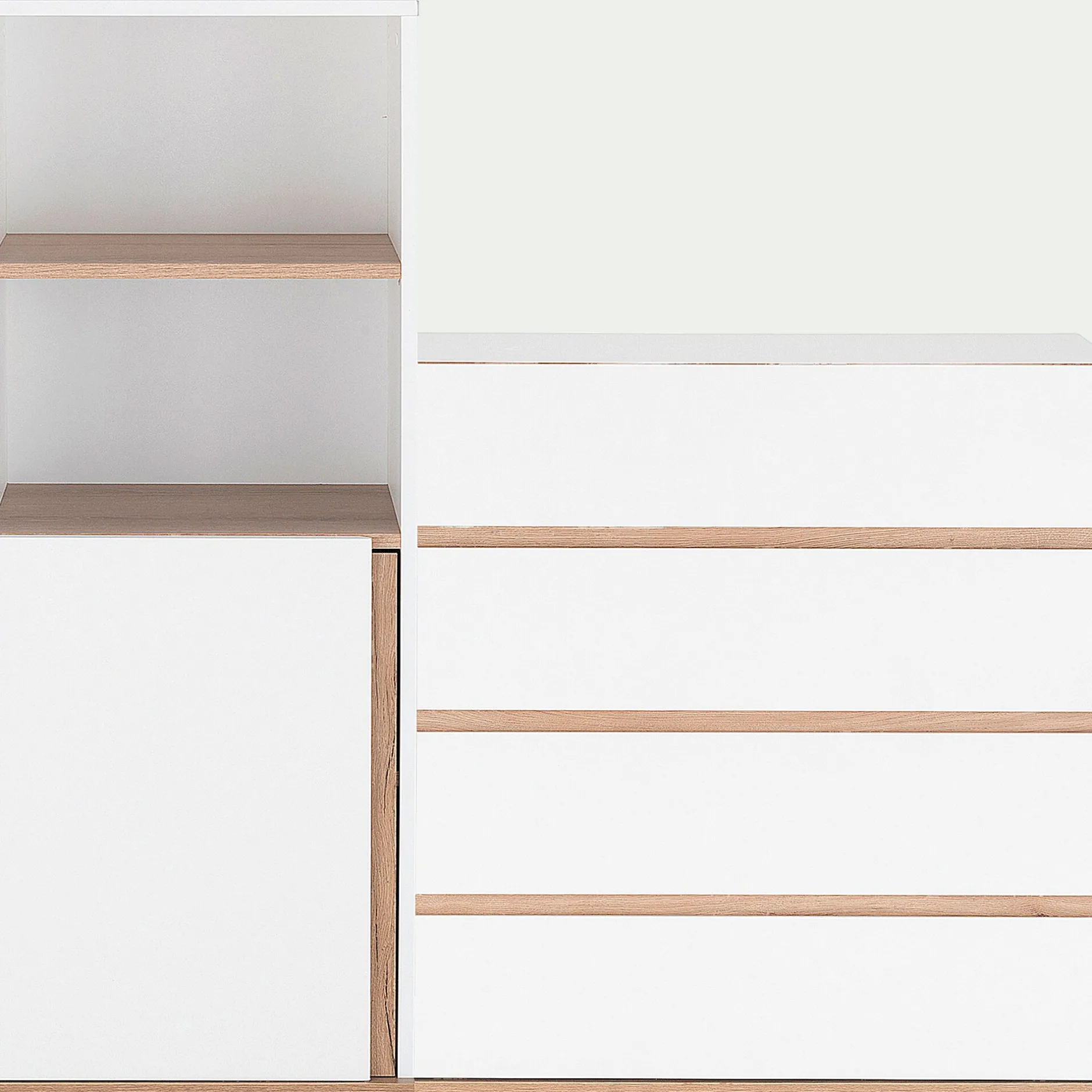 Dressing|Meuble D'Entrée*alinea Module 1 porte et 2 niches en bois effet chêne H136XL50cm - Blanc