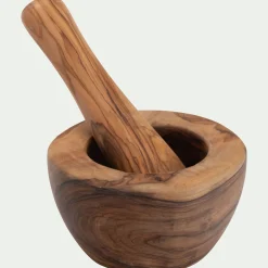 Salière Et Poivrière*alinea Mortier en bois d'olivier D12cm - Bois foncé