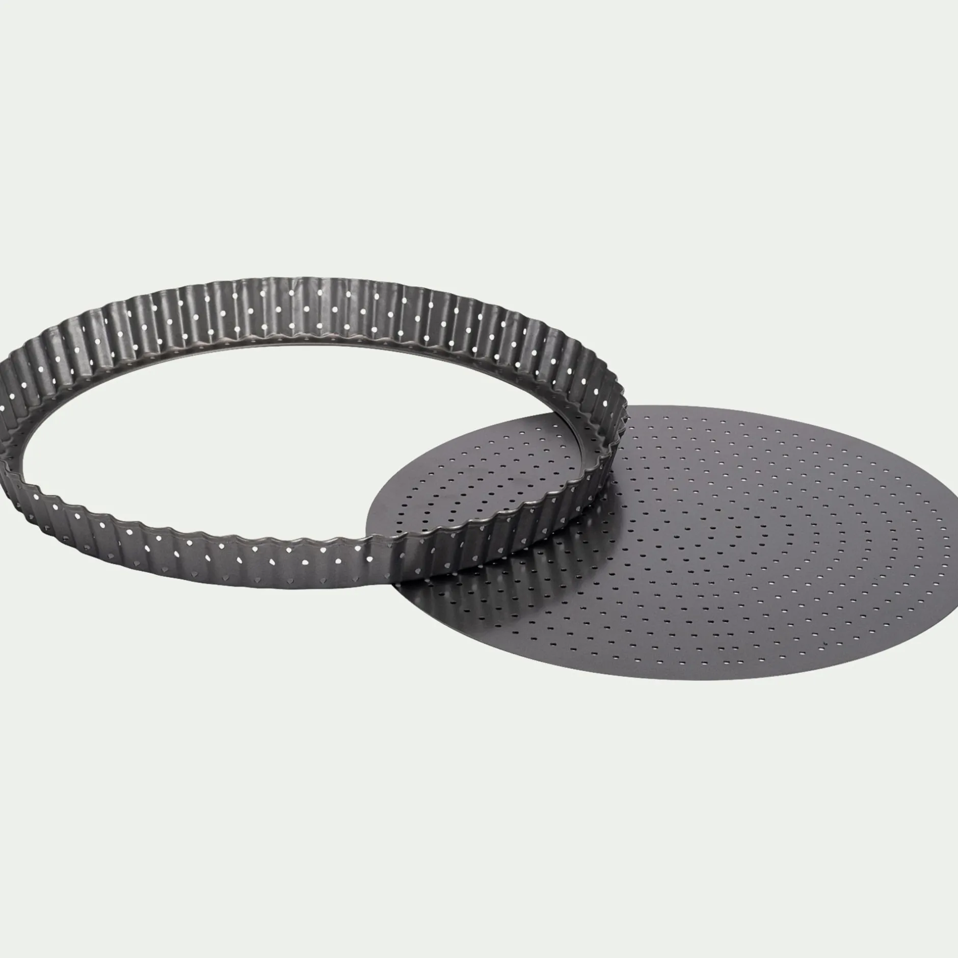 Moule À Gâteau*alinea Moule à tarte perforé à fond amovible en acier 30cm - anthracite Gris