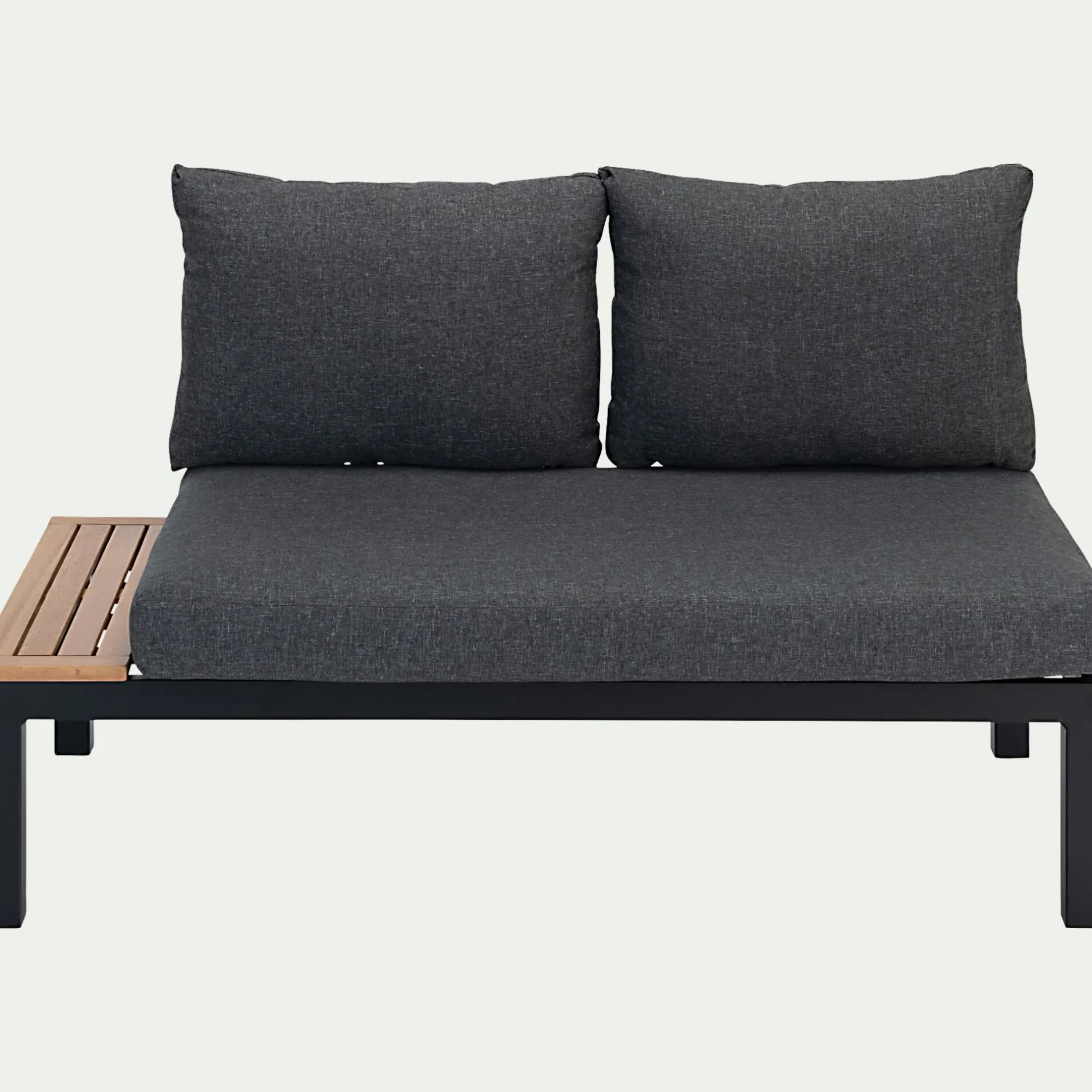 Canapé Extérieur|Fauteuil De Jardin*alinea Méridienne de jardin en aluminium et eucalyptus - (2 places) Noir