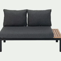 Canapé Extérieur|Fauteuil De Jardin*alinea Méridienne de jardin en aluminium et eucalyptus - (2 places) Noir