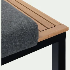 Canapé Extérieur|Fauteuil De Jardin*alinea Méridienne de jardin en aluminium et eucalyptus - (2 places) Noir