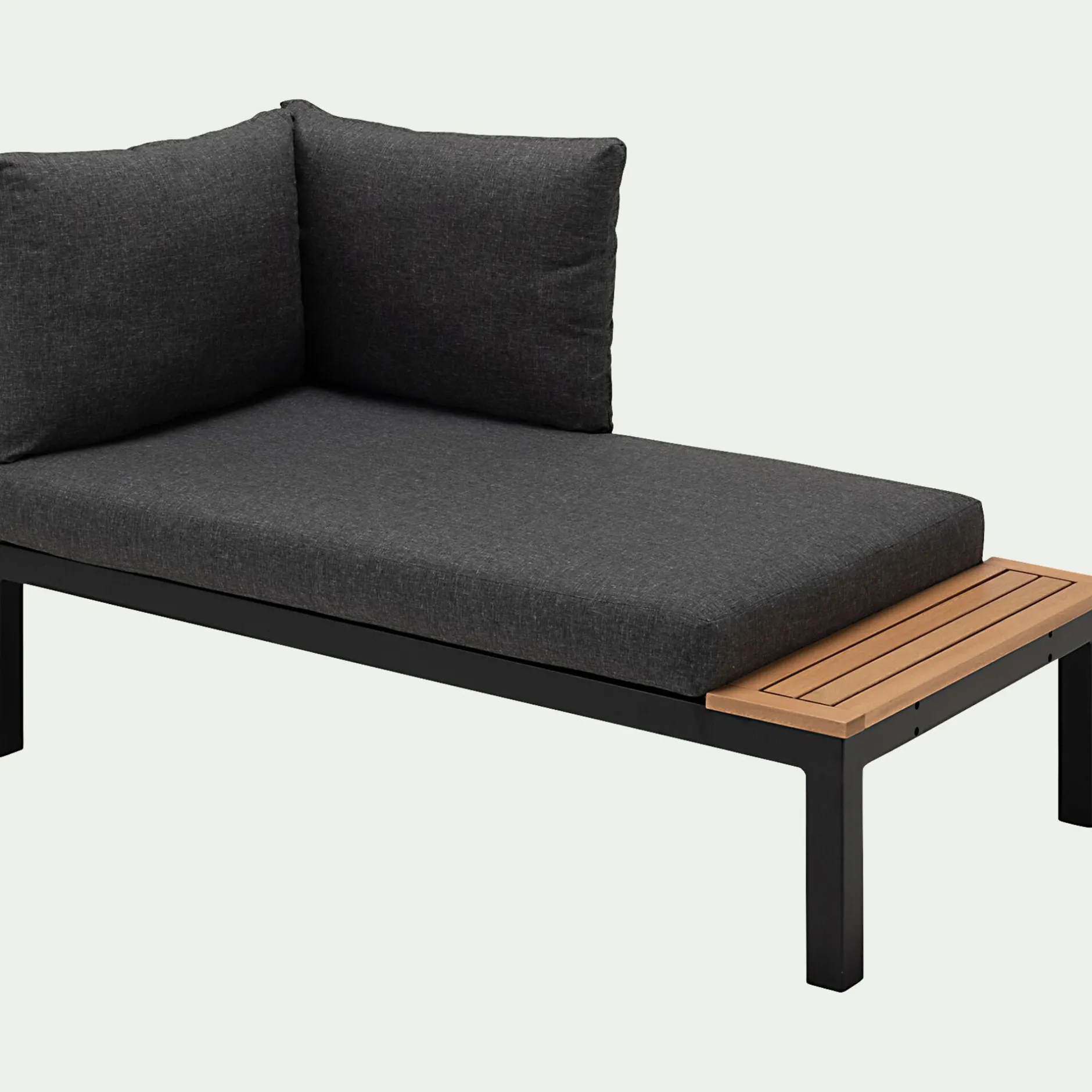Canapé Extérieur|Fauteuil De Jardin*alinea Méridienne de jardin en aluminium et eucalyptus - (2 places) Noir