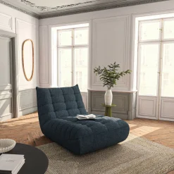 Fauteuil|Canapé Modulable*alinea Méridienne en tissu chenille - marine Bleu