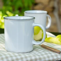 Vaisselle Petit Déjeuner|Tasse Et Mug*alinea Mug en grès avec liseré noir 68cl - Blanc