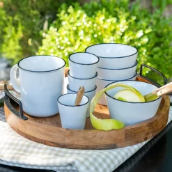 Vaisselle Petit Déjeuner|Tasse Et Mug*alinea Mug en grès avec liseré noir 68cl - Blanc