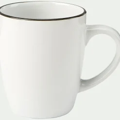 Vaisselle Petit Déjeuner|Tasse Et Mug*alinea Mug en grès avec liseré noir D8,7cm - Blanc