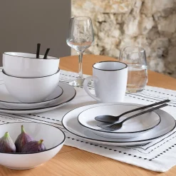 Vaisselle Petit Déjeuner|Tasse Et Mug*alinea Mug en grès avec liseré noir D8,7cm - Blanc