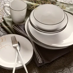 Vaisselle Petit Déjeuner|Tasse Et Mug*alinea Mug en grès avec liseré noir D8,7cm - Blanc