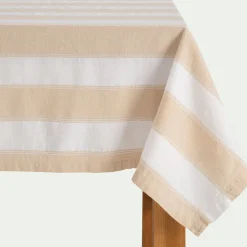 Nappe*alinea Nappe à rayures écrues en lin et coton 150x250cm - Blanc