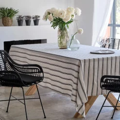 Nappe*alinea Nappe en lin et coton noir et 170x250cm Blanc