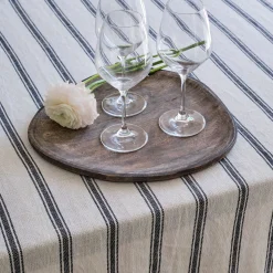 Nappe*alinea Nappe en lin et coton noir et 170x250cm Blanc