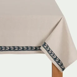 Nappe*alinea Nappe finition imprimé Kissos en lin et coton 150x250cm - alpilles Beige