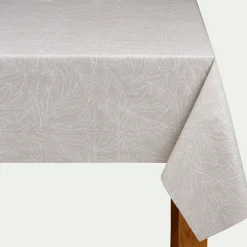 Nappe*alinea Nappe rectangulaire en coton enduit motif laurier 150x300cm - alpilles Beige