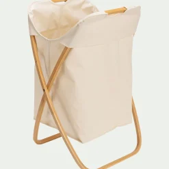 Panier À Linge*alinea Panier à linge en polycoton et bambou H67xL46cm - blanc